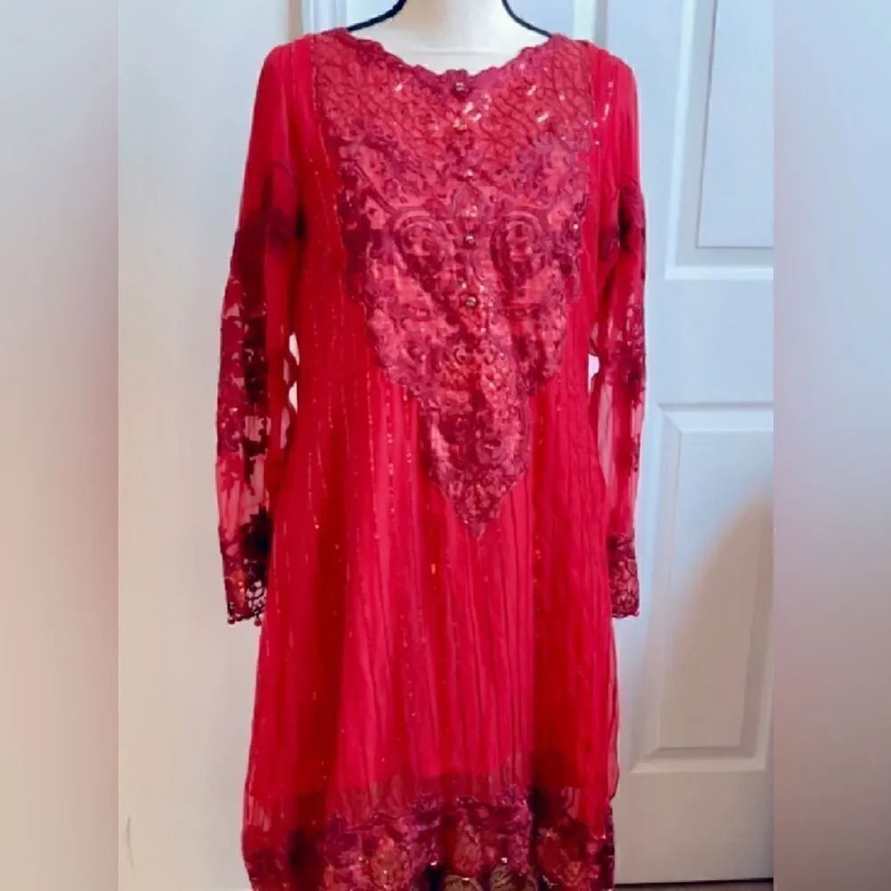 Red Embellished Women's Dress